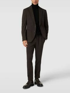 Budget ✨ MCNEAL Slim Fit 2-Knopf-Sakko Mit Hahnentrittmuster - Mittelbraun ?