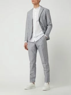 Neu ⌛ Tommy Hilfiger Slim Fit Anzughose Aus Seersucker - Marineblau ?